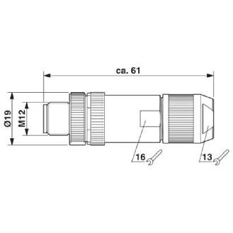 M12D Mâle Droit 4p; Bornes push-in, 4-8mm Profinet-Lire la description