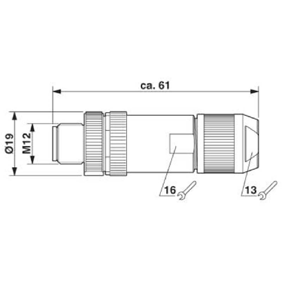 M12D Mâle Droit 4p; Bornes push-in, 4-8mm Profinet-Lire la description