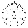 M23 Fem Droit 8+1p; Blindé; Bornes à souder, Ø3-14,5mm