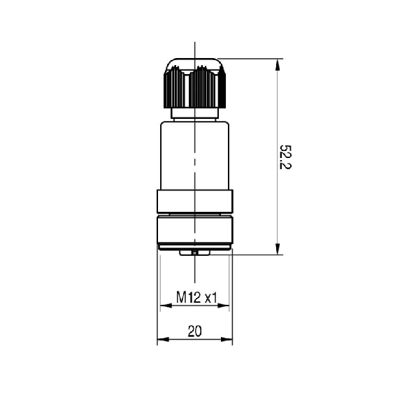 M12A Fem Droit 4p; Bornes à vis (x4), Ø3-6,5mm-Lire la description