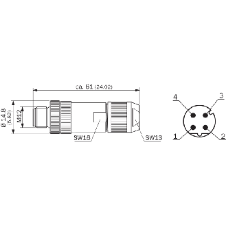 M12D Mâle Droit 4p; Bornes IDC 0,14-0,34mm², Ø4-8mm, Blindé; Ethernet-Lire la description