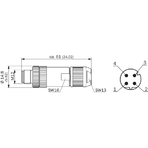 M12D Mâle Droit 4p; Bornes IDC 0,14-0,34mm², Ø4-8mm, Blindé; Ethernet-Lire la description