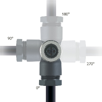 M12T Fem Coudé 4p; Bornes à vis, Ø8-10mm PG11-Lire la description