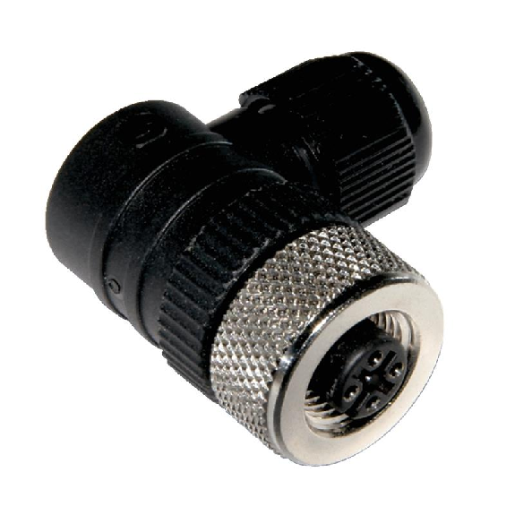 M12A Fem Coudé 4p; Bornes à vis max. 0.75mm², Ø3-6.5mm-Lire la description