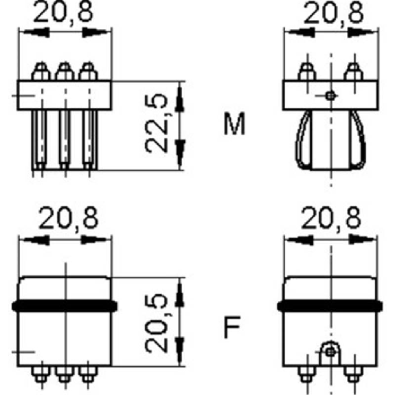 Insert mâle à ressorts (1 - 6), raccordement à visser-Lire la description
