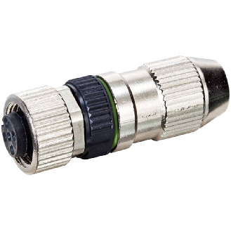 M12A Fem Droit 4p; Bornes guillotines 0.14-0.34mm², Ø2.9-5.1mm-Lire la description