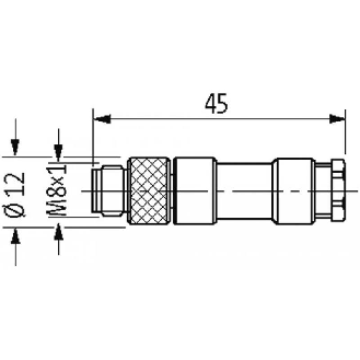 M08A Mâle Droit 3p; Bornes à souder <0.25mm², Ø3.5-5mm-Lire la description
