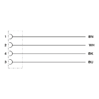 Embase paroi M8x0.5; M08A Fem Droit 4p/4 fils (4 x 0.25mm²) 0.5m-Lire la description