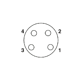Embase paroi M8x0.5; M08A Fem Droit 4p/4 fils (4 x 0.25mm²) 0.5m-Lire la description