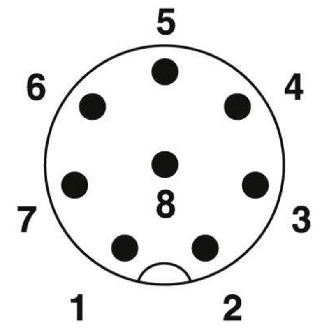M12A Mâle Droit 8p; Bornes à vis max. 0.5mm² Pg9 6-8mm-Lire la description