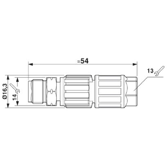 M12A Mâle Droit 4p Inox; Bornes autodénudantes <0,34mm², Ø3.5-6mm-Lire la description