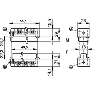 Insert mâle à visser pour sections jusqu'à 2,5 mm², 1-10 contacts-Lire la description