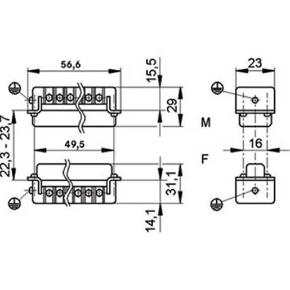 Insert mâle à visser pour sections jusqu'à 2,5 mm², 1-10 contacts-Lire la description