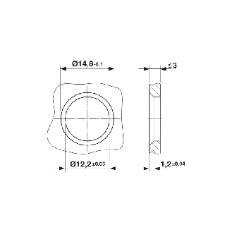 Embase paroi M12x1; M12B Fem Droit 5p/Picots de soudage-Lire la description