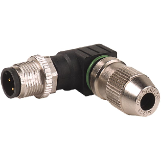M12A Mâle Coudé 4p; Bornes guillotines 0.25-0.5mm², Ø4-5.1mm-Lire la description
