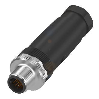 M12A Mâle Droit 12p; Bornes à souder (x12) 0.14-0.25mm², Ø6-8 mm-Lire la description