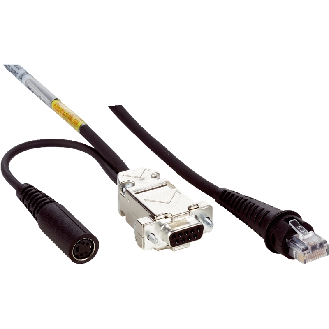 D-Sub Fem Droit 9p/ M08 Mâle Droit 4p; Câble PVC 2m (RS-232 TTL)-Lire la description