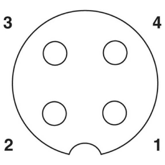 M12A Fem Droit 4p Inox; Bornes autodénudantes max. 0,34mm², Ø3.5-6mm-Lire la description