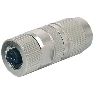 M12A Fem Droit; Bornes guillotines 0.14-0.34mm², Ø5.5-7.2mm; Blindé-Lire la description
