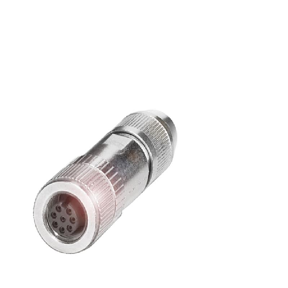 M12A Fem Droit 8p; Bornes guillotines 0.14-0.75mm², Ø4-8mm-Lire la description