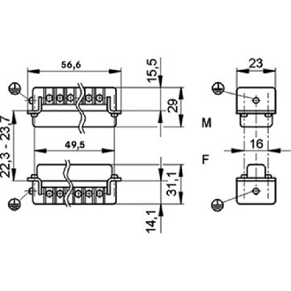 Insert femelle à visser pour sections jusqu'à 2,5 mm², 1-10 contacts-Lire la description