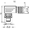 M12 Mâle Coudé 8p; Bornes à vis <0.5mm², Ø6-8mm; Blindé