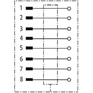 M12 Mâle Coudé 8p; Bornes à vis <0.5mm², Ø6-8mm; Blindé-Lire la description