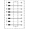M12 Mâle Coudé 8p; Bornes à vis <0.5mm², Ø6-8mm; Blindé