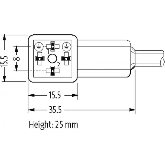 EV Forme C 8mm 24V LED+ATP/M12 Mâle Droit; PUR 3x0.75 Gris 0.3m-Lire la description