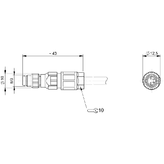 M08 Mâle Droit 4p; Bornes CAD (4x) 0.25-0.5mm², câble Ø2.5-5.2 mm-Lire la description