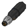 M08 Mâle Droit 4p; Bornes CAD (4x) 0.25-0.5mm², câble Ø2.5-5.2 mm