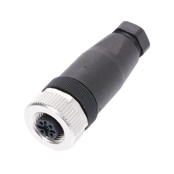 M12A Fem Droit 4p; Bornes à vis (x4) 0.14-0.75mm², Ø4-6mm Pg7-Lire la description