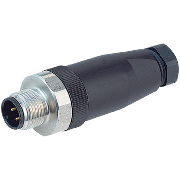 M12A Inox V4A Mâle Droit 5p Bornes à vis <0.75mm², Ø6-8mm-Lire la description