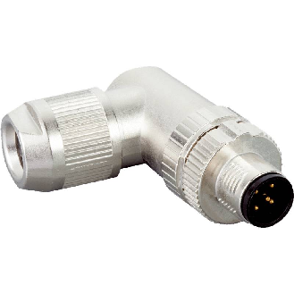 M12D Mâle Coudé 4p; Bornes IDC 0.14-0.34mm², Ø4-8mm; Blindé-Lire la description