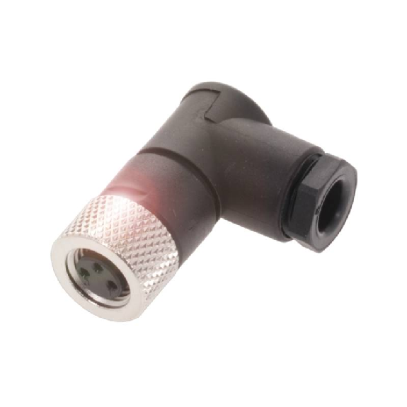 M08A Fem Coudé 3p; Bornes à souder (x3) 0.14-0.34mm², Ø3.5-5mm-Lire la description