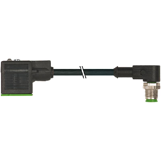 EV Forme A 18mm 24V LED+ATP/M12 Mâle Coudé; PUR 3x0,75 Noir Cpc 2m-Lire la description