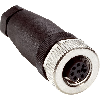 M12A Fem Droit 8p; Bornes à vis 0,25-0,5mm², Ø6-8mm Pg9