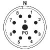 M23 Mâle Droit 8+1p; Blindé; Bornes à souder, Ø3-14,5mm