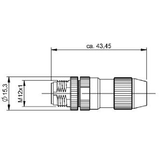 M12A Mâle Droit 3p; Bornes guillotines (x3) 0.14-0.34mm², Ø2.9-5.4mm-Lire la description