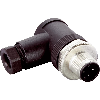M12 Mâle Coudé 4p; Bornes à vis < 0.75mm², Ø4-6mm