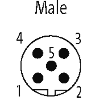 M12B Mâle Droit 5p; Bornes à vis <0.75mm², Ø6-8mm; Blindé; Profibus-Lire la description