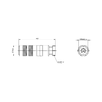 M16 Fem Droit 8p; Bornes à souder 0.14-0.75mm², Ø6-8mm-Lire la description