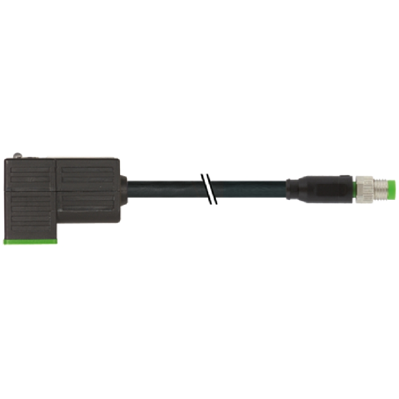 EV Forme C 8mm 24V/M08 Mâle Droit 3p; PUR UL/CSA 3x0.34 Noir 5m-Lire la description