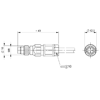 M08A Mâle Droit 3p; Bornes CAD 0.25-0.5mm², Ø2.5-5.2mm (60V)-Lire la description