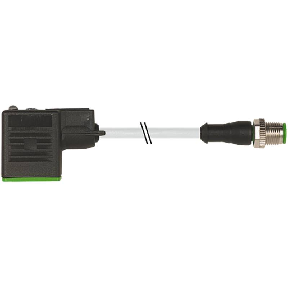 EV Forme BI 11mm 24V LED+ATP/M12 Mâle Droit; PVC-JZ 3x0,75 Gris 1m-Lire la description