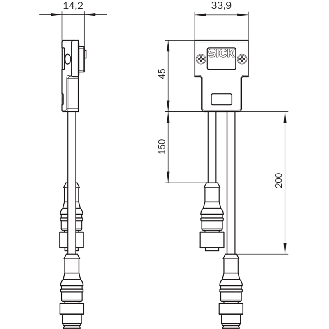 Connecteur système deTec4 SP1, M12 Mâle 5 pôles + M12 Fem 5 pôles-Lire la description