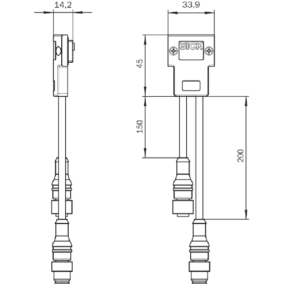 Connecteur système deTec4 SP1, M12 Mâle 5 pôles + M12 Fem 5 pôles-Lire la description