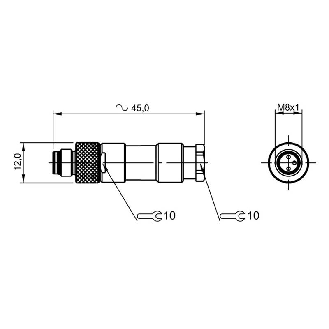 M08A Mâle Droit 3p; Bornes à souder (x3) 0.14-0.34mm², Ø3.5-5mm-Lire la description