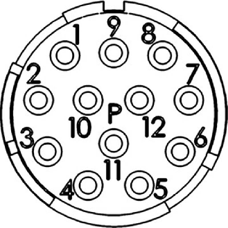 Insert 12p (M23), partie P, contacts mâles à souder-Lire la description