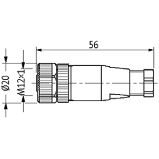 M12A Fem Droit 5p; Bornes à vis <0.75mm², Ø6-8mm Pg9-Lire la description
